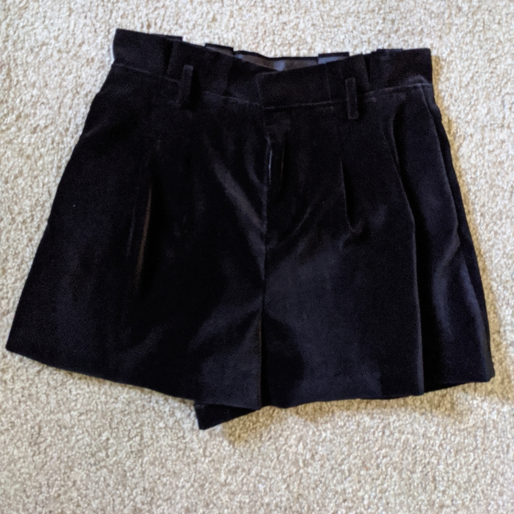High-Waisted Velvet Shorts